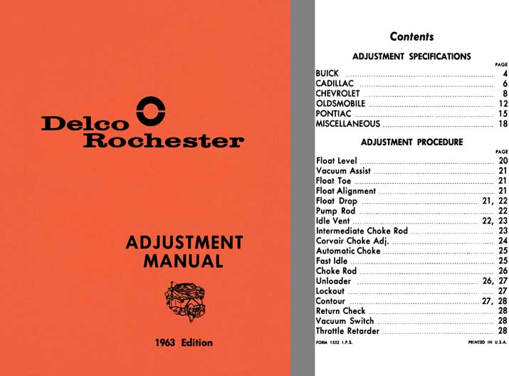 Delco Rochester 1963 - Delco Rochester Adjustment Manual 1963 Edition