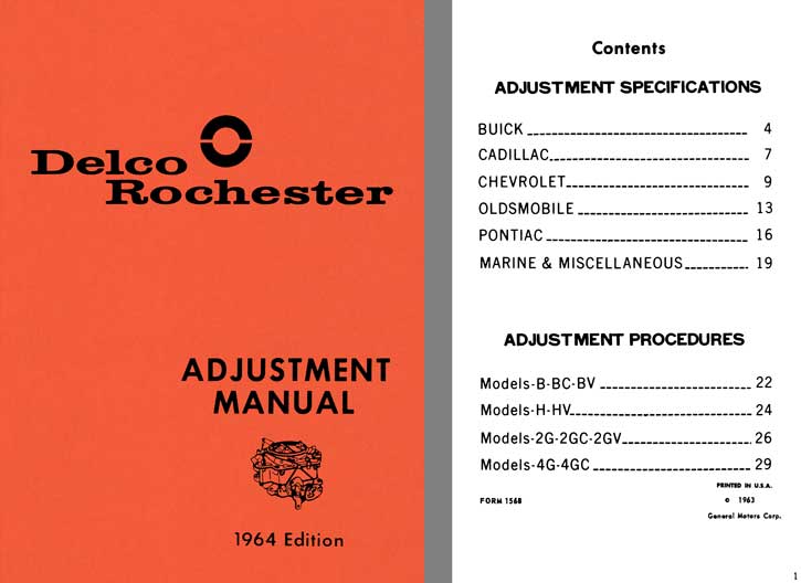 Delco Rochester 1964 - Delco Rochester Adjustment Manual 1964 Edition