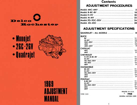 Delco Rochester 1969 - Delco Rochester 1969 Adjustment Manual (Monojet, 2GC - 2GV, Quadrajet)