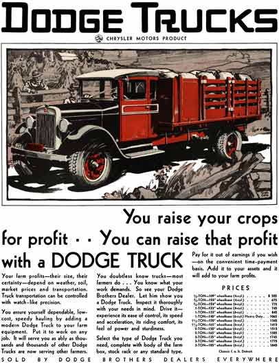Dodge 1929 - Dodge Trucks Ad - You raise your crops for profit.. You can raise that profit with a