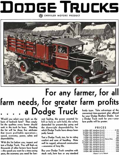 Dodge 1929 - Dodge Trucks Ad - For any farmer, for all farm needs, for greater farm profits… A Dodge