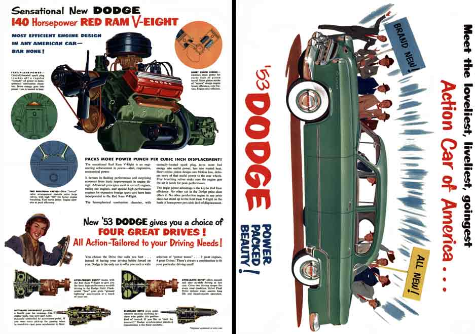 Dodge 1953 - '53 Dodge Power Packed Beauty!, Action Car of America - Meet the loveliest, liveliest