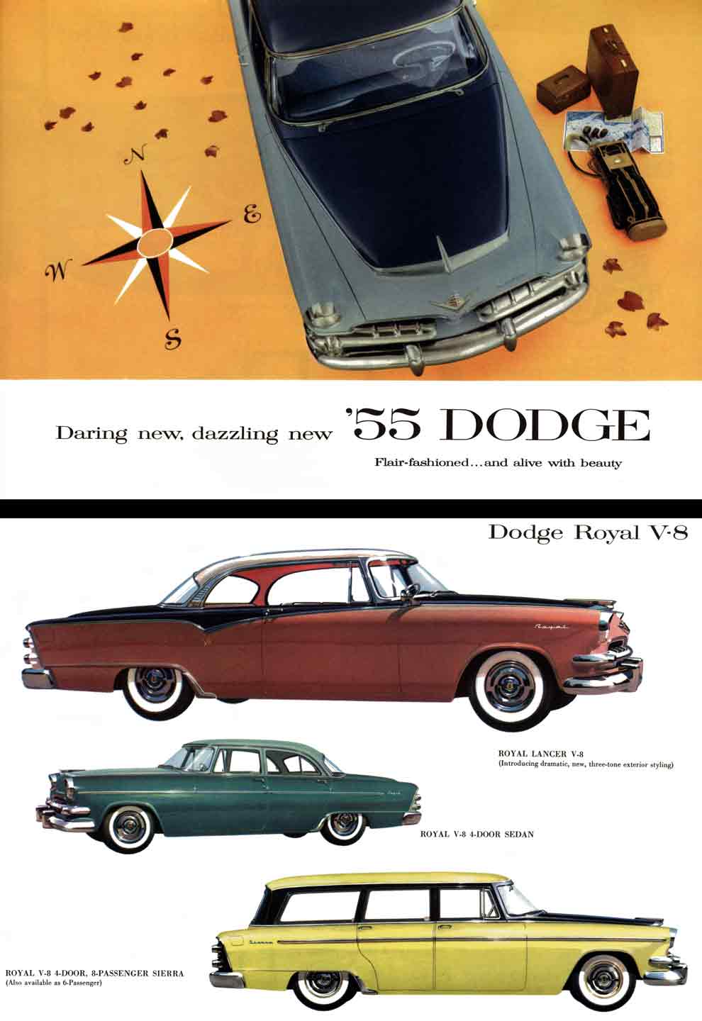 Dodge 1955 - Daring new, dazzling new '55 Dodge - Flair-fashioned and alive with beauty