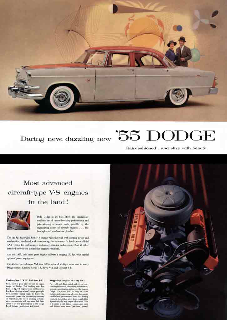 Dodge 1955 - Daring new, dazzling new '55 Dodge, Flair-fashioned and alive with beauty
