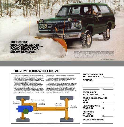 Dodge 1976 - The Dodge Sno-Commander… Road-Ready for Snow Removal