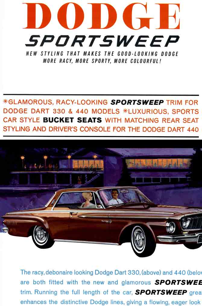 Sportsweep 1962 Dodge - Good Looking Dodge More Racy, More Sporty, More Colourful!