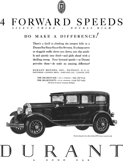 Durant 1929 - Durant Ad - 4 Forward Speeds, Silent Third, Double High - Do Make a Difference!