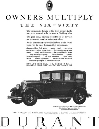 Durant 1929 - Durant Ad - Owners Multiply - The Six-Sixty