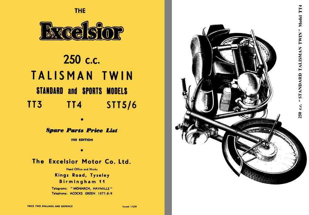 Excelsior Talisman Twin Standard & Sport 1958 - The Excelsior 250cc Talisman Twin TT3, TT4, STT5/6
