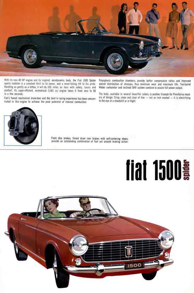 Fiat 1500 Spider c1963 5 page all new reprint digitally restored from 