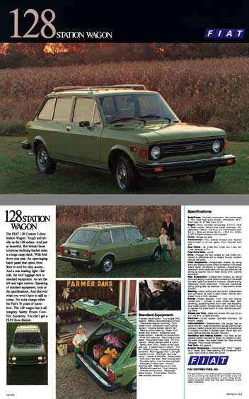 Fiat c1970 - Fiat 128 Station Wagon Spec Sheet