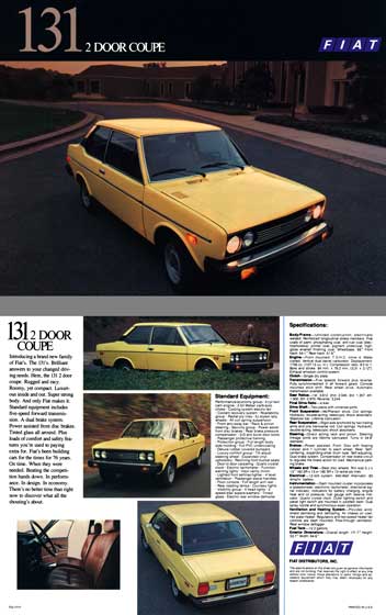 Fiat c1974 - Fiat 131 2 Door Coupe Spec Sheet