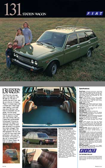 Fiat c1974 - Fiat 131 Station Wagon Spec Sheet