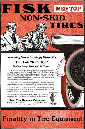 Fisk Tire 1915 - Fisk Tire Ad - Fisk Red Top Non-Skid Tires - Finality in Tire Equipment