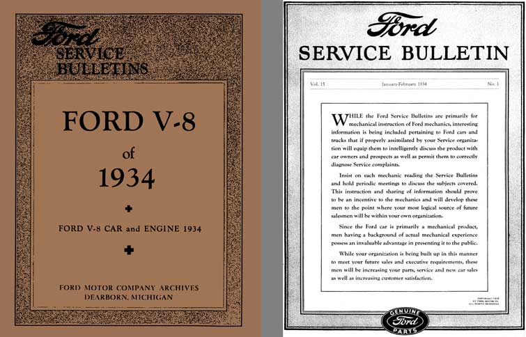 Ford 1934 - Ford Service Bulletins Ford V-8 of 1934 - Ford V-8 Car and Engine 1934