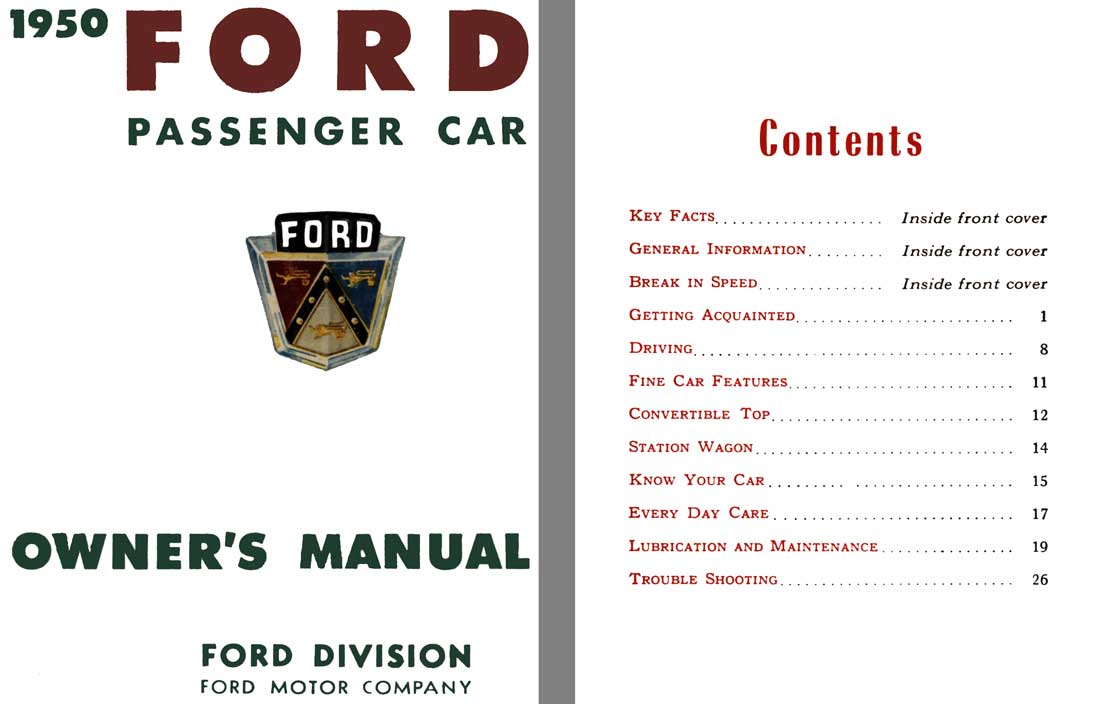 Ford 1950 - 1950 Ford Passenger Car Owner's Manual
