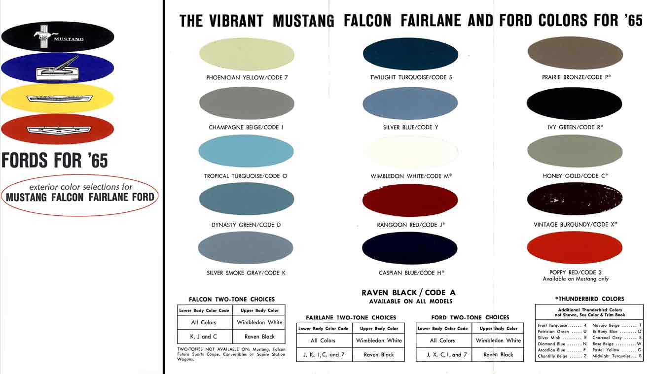 Original paint colors 1965 ford mustang