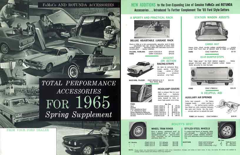 Rotunda & FoMoCo Accessories 1965 Ford - Total Performance Accessories 1965 Spring Supplement