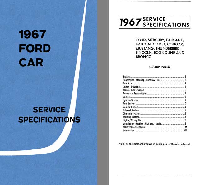 Ford 1967 - 1967 Ford Car Service Specifications
