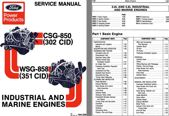 Ford 1979 - Ford Power Products Industrial and Marine Engines Service Manual CSG-850 & WSG-858