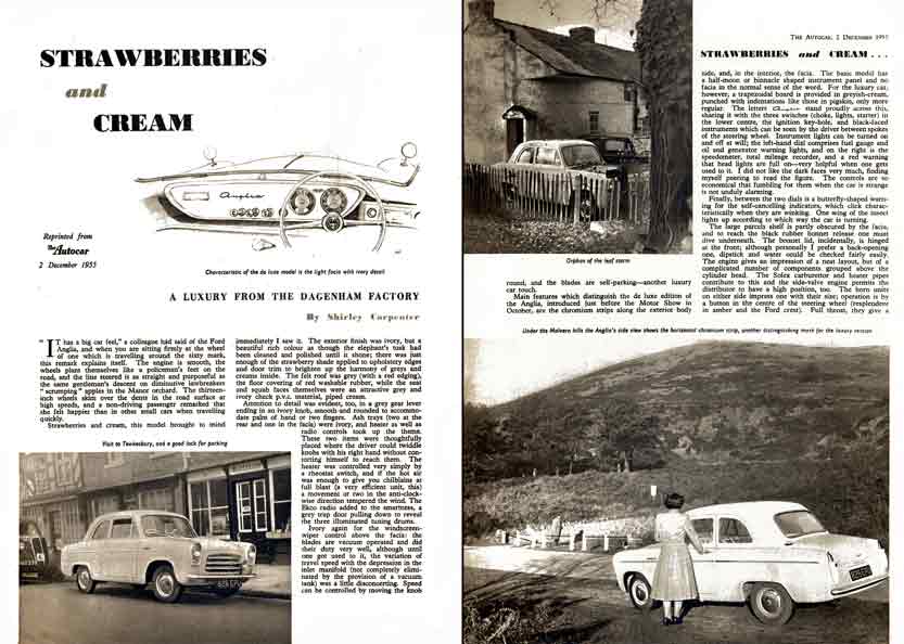 AutoCar 1955 - Strawberries and Cream - Ford Anglia 1955