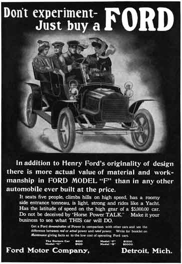 Ford c1929 - Ford Ad - Don't experiment - Just buy a Ford - Ford Model F