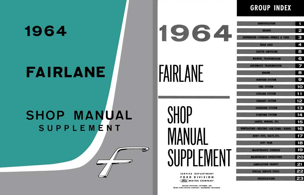 Ford Fairlane 1964 Shop Manual Supplement