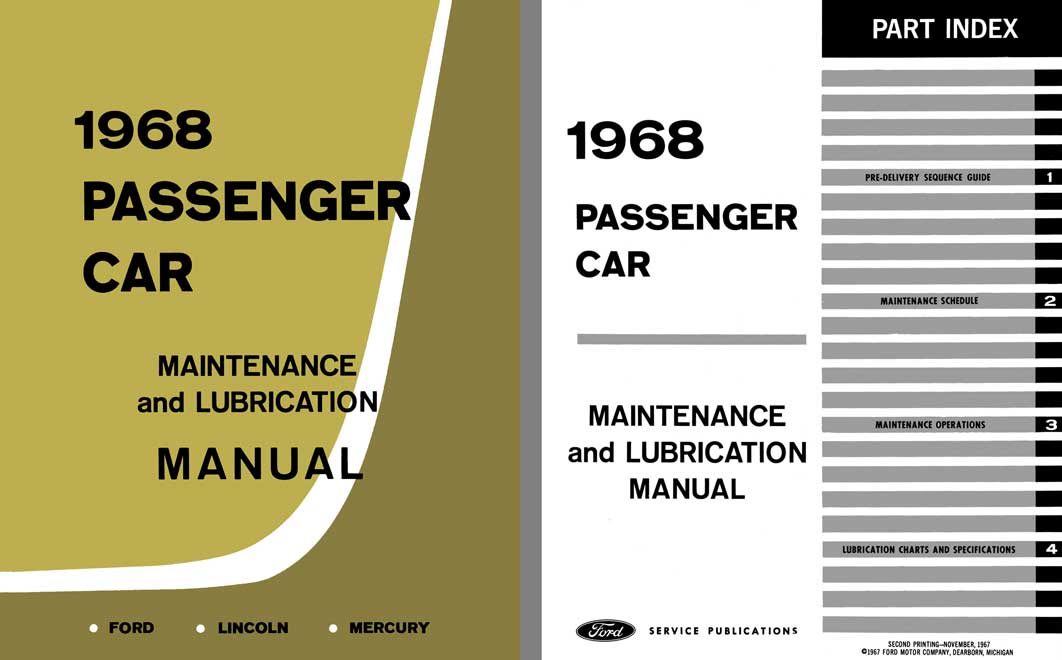 Ford Lincoln Mercury 1968 Passenger Car Maintenance and Lubrication Manual