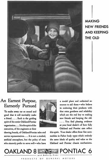 General Motors 1931 - GM Ad - Oakland 8 & Pontiac 6 - An Earnest Purpose, Earnestly Pursued