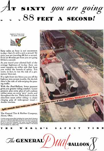 General Tire 1930 - General Tire Ad - At Sixty you are going… 88 Feet a Second!