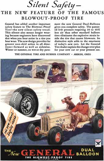 General Tire 1934 - General Ad - Silent Safety - The New Feature of the Famous Blowout-Proof Tire