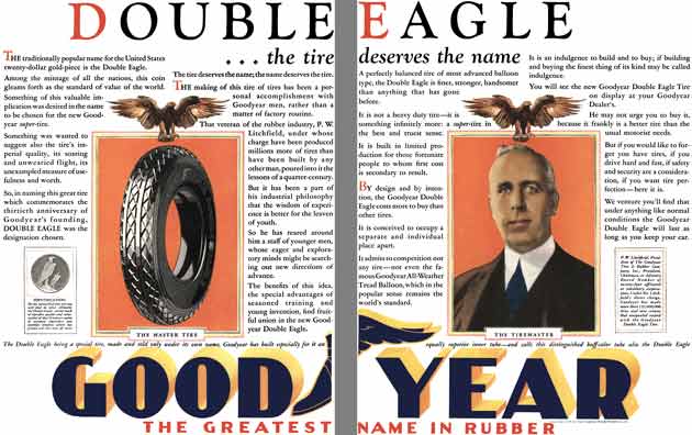 Goodyear Tire 1928 - Goodyear Tire Ad - Double Eagle …the tire deserves the name