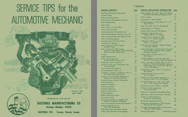 Hastings Manufacturing c1970 - Service Tips for the Automotive Mechanic