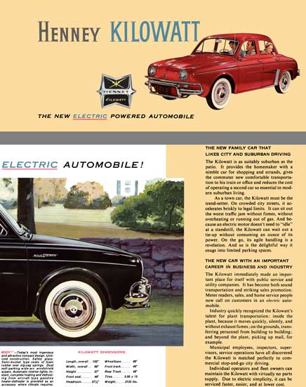 Henney c1959 - Henney Kilowatt - The New Electric Powered Automobile
