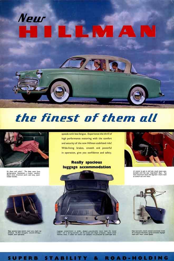 Minx Deluxe Sedan & Convertible 1958 Hillman - New Hillman - the finest of them all