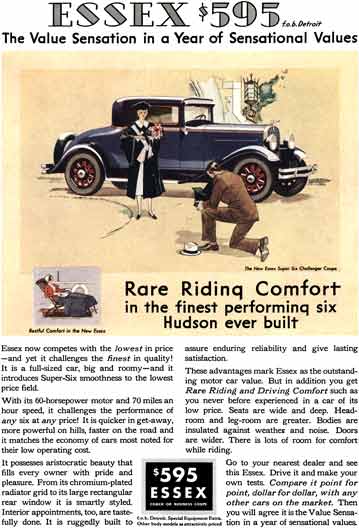 Hudson 1931 - Essex Ad - Essex $595 - The Value Sensation in a Year of Sensational Values