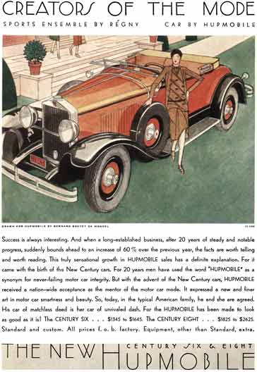 Hupmobile 1929 - Hupmobile Ad - Creators of the Mode Sports Ensemble by Regny… Car by Hupmobile