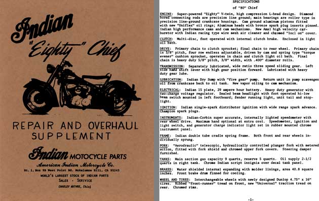 Indian 1976 - Indian Eighty Chief - Repair and Overhaul Supplement