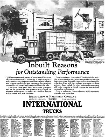 International 1928 - International Trucks Ad - Inbuilt Reasons for Outstanding Performance