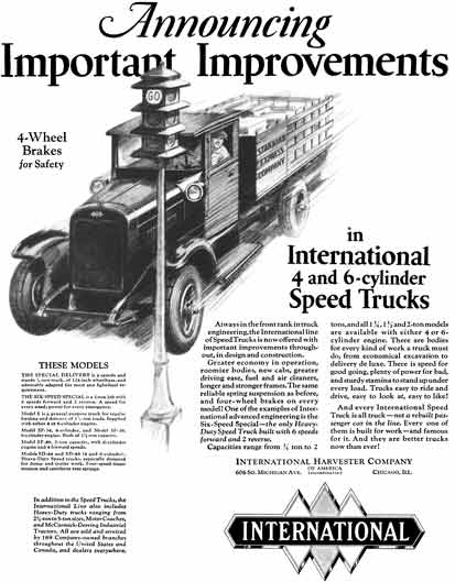 International 1928 - International Ad - International Speed Trucks