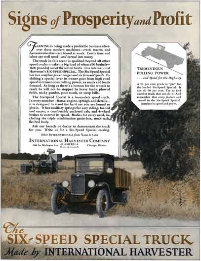 International Harvester 1929 - International Truck Ad - Signs of Prosperity and Profit