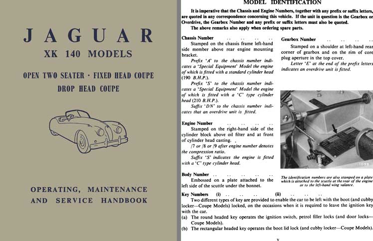 Jaguar 1955 - Jaguar XK 140 Models - Operating, Maintenance and Service Handbook 1955