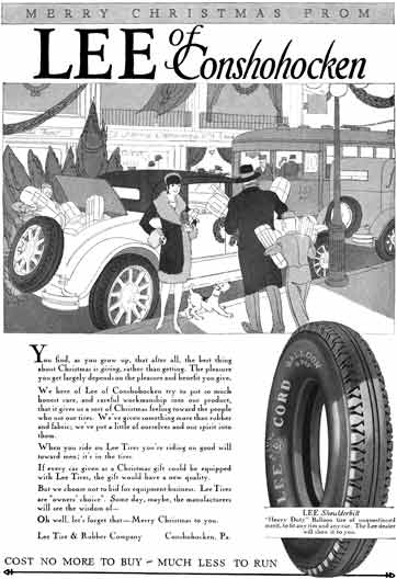 Lee Tires 1927 - Lee Tire Ad - Merry Christmas Form Lee of Conshohocken