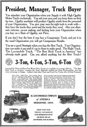 Locomobile 1915 - Locomobile Truck Ad - President, Manager, Truck Buyer 3-Ton, 4-Ton, 5-Ton, 6-Ton