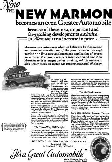 Marmon 1925 - Marmon Ad - Now the New Marmon becomes an even Greater Automobile