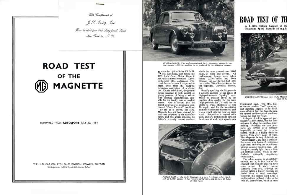 MG Magnette 1954 - Road test of the MG Magnette - AutoSport