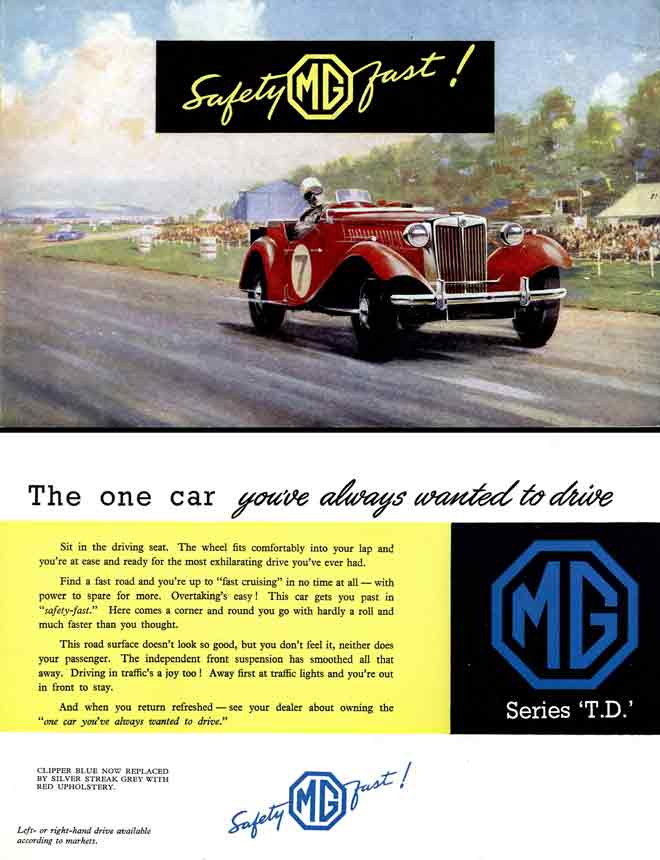 TD Series (c1953) MG - Safety Fast - the world acclaims the 