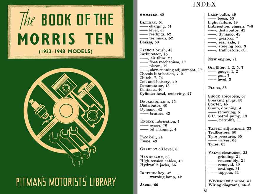 Morris Ten Manual - The Book of the Morris Ten (1933 - 1948 Models) - Pitman's Motorists Library