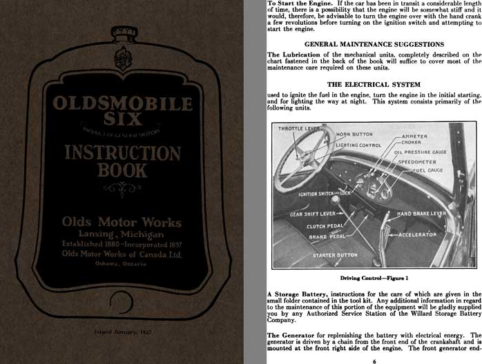 Oldsmobile 1927 - 1927 Oldsmobile Six Instruction Book
