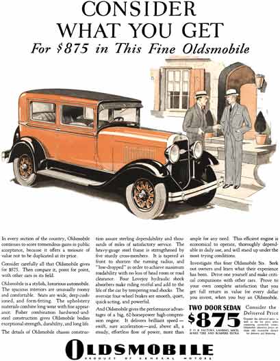 Oldsmobile 1929 - Oldsmobile Ad - Consider What You Get For $875 in This Fine Oldsmobile